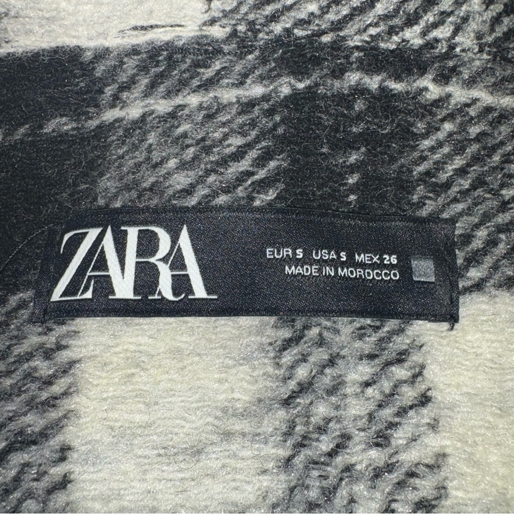 Zara Flannel button up Jacket Classic Plaid Black and white size S - Picture 12 of 13
